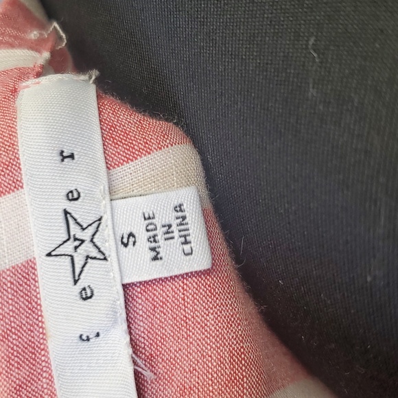 Fever Offshoulder Cotton Blouse washed Red with white stripes Wide Bell Sleeve S - Picture 6 of 7